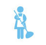 A person with a mop and a broom
