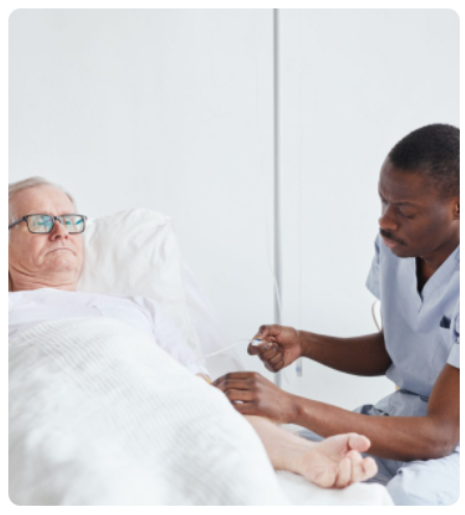 A nurse is caring for an elderly patient.